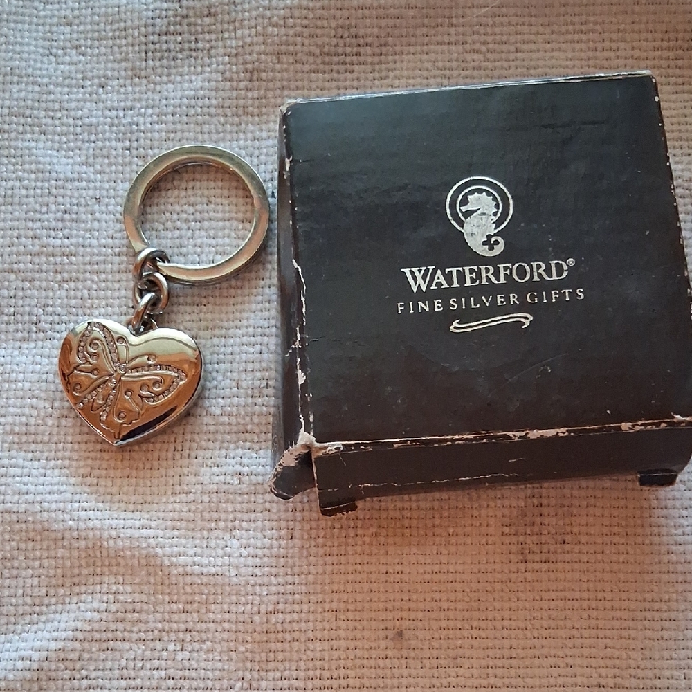 Waterford Silver and Stones Heart Keychain